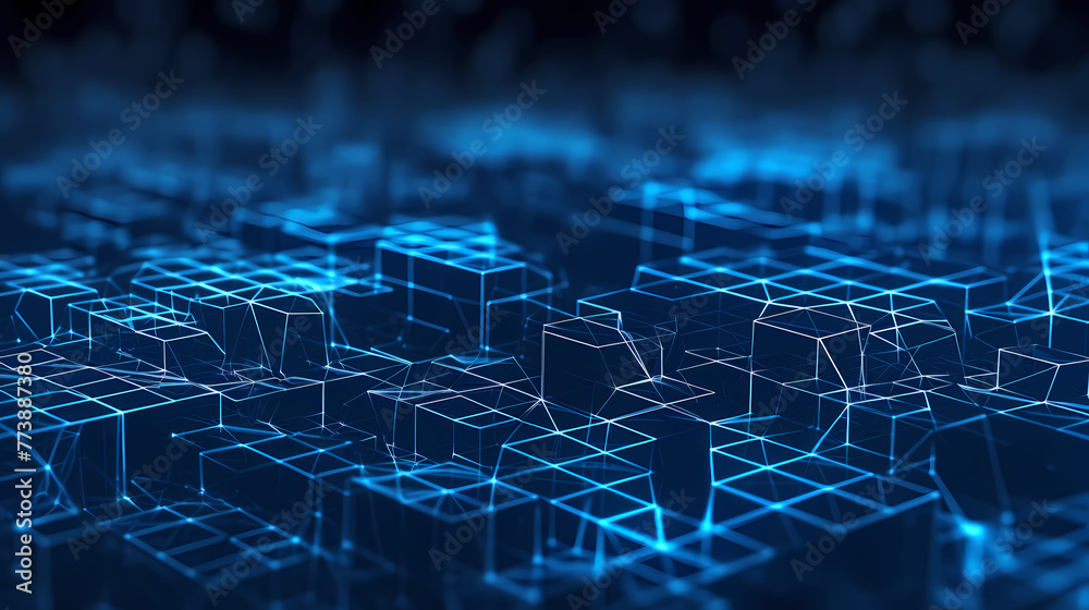 Abstract blue grid, blockchain background Abstract blue grid, blockchain background