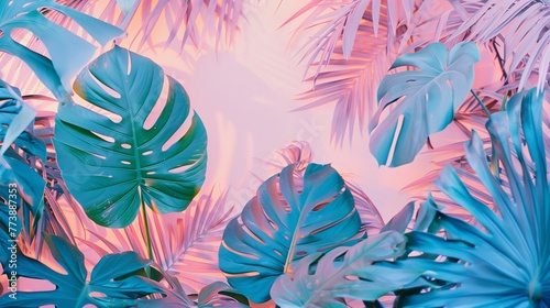 Abstract tropical background with palm leaves. Tropical summer concept.