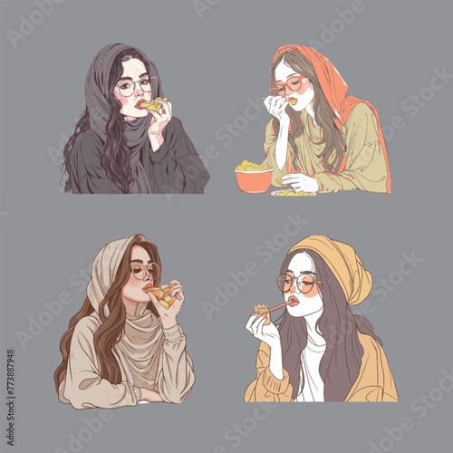 Various postures of characters in daily life, from relaxed resting states to active moments of movement