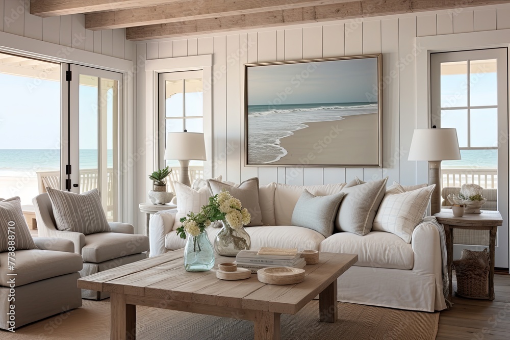 Beach Cottage Living: Coastal Coastal Cottage Living Room Ideas for a ...