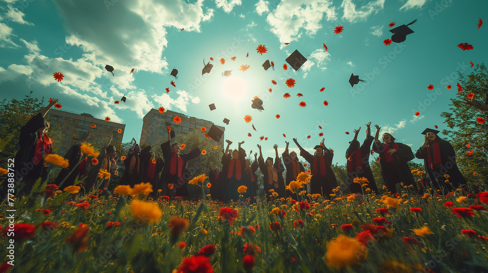 Students have fun at graduation.