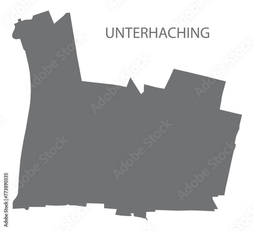 Unterhaching German city map grey illustration silhouette shape