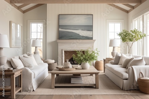 Neutral Coastal Farmhouse Living Room Ideas  Tranquil Decor in Calming Shades
