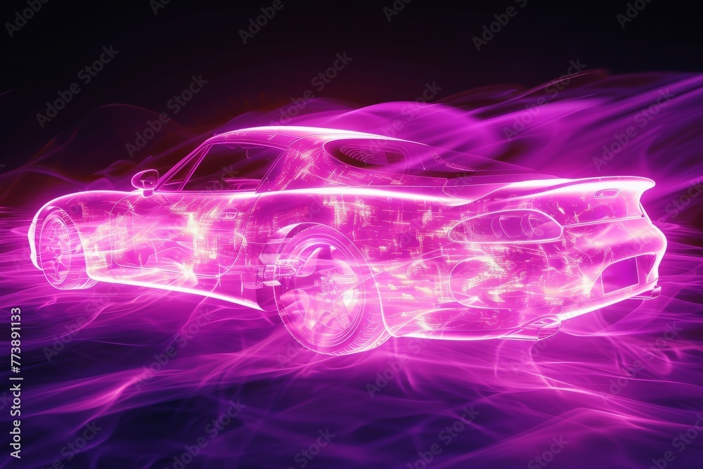 A glowing ethereal aura of a sportscar.