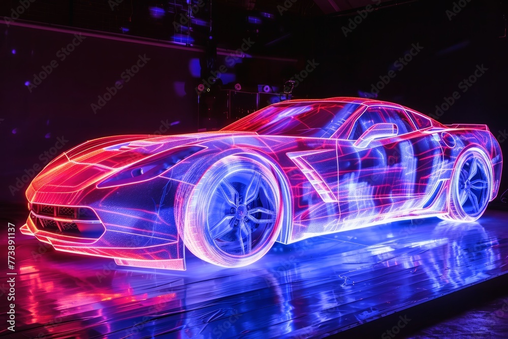 A glowing ethereal aura of a sportscar.