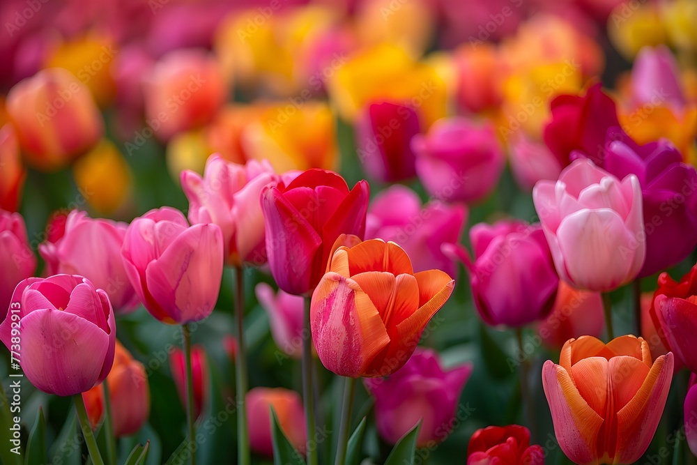Fototapeta premium Colorful tulip fields, background image