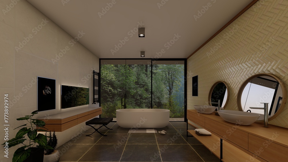 Fototapeta premium architecture room design house interior living home modern furniture