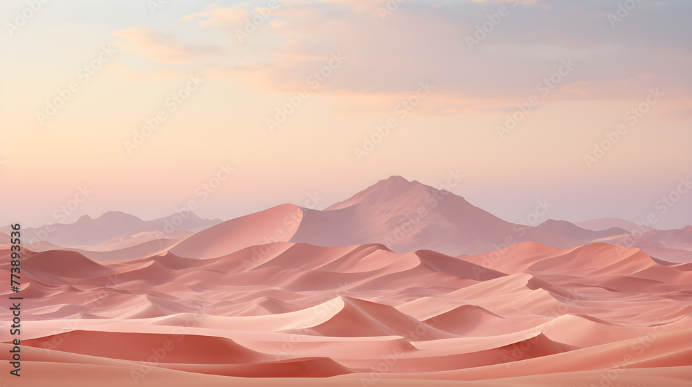 Soft Desert landscape with sand, Pale Pink colors. Generative AI