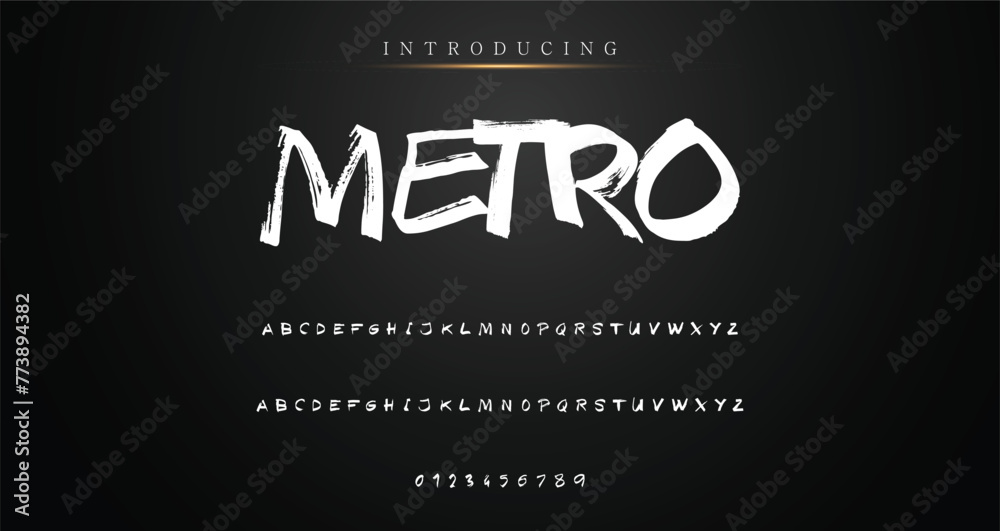 Lettering font isolated on background. Texture alphabet in street art and graffiti style. Grunge and dirty effect.  Vector brush letters.