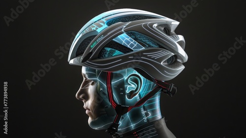 Futuristic Helmet Worn by Man