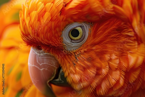 Orange Red. Close-up of Parrot Outdoors in Mexico: A Bright and Colourful Bird