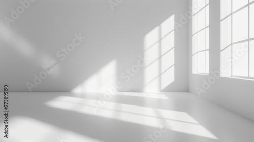 White Background Studio for Product Presentation. Empty Room with Window Shadows