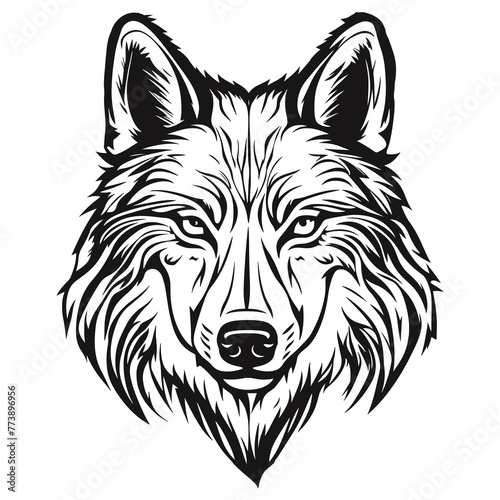 Hand-drawn wolf head silhouette