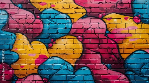 a brick wall covered with graffiti 