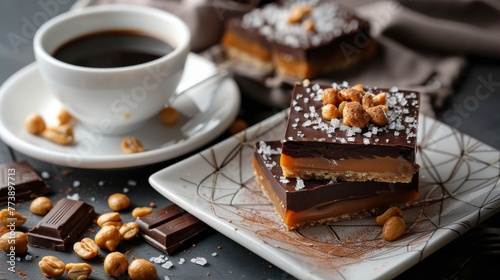 Peanut Butter and Caramel Bars on Plate