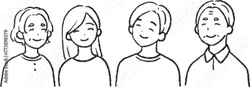 笑顔の家族のイラスト