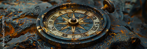 Old compass , Compass on old paper background G
