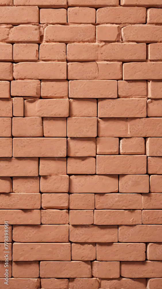 Vertical texture peach fuzz color empty blank brick wall background with space for text, monochrome, minimalistic style Vertical texture peach fuzz color empty blank brick wall background with space for text, monochrome, minimalistic style