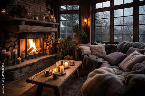 Cozy Hygge Winter Cabin Living Room Ideas  Toasty Environment and Snug Fabrics Showcase