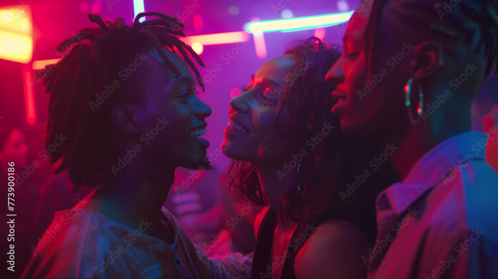 A group of friends exploring a bustling urban nightlife scene, with neon lights, music, and laughter filling the air, epitomizing the vibrant and energetic side of travel enjoyment. A group of friends exploring a bustling urban nightlife scene, with neon lights, music, and laughter filling the air, epitomizing the vibrant and energetic side of travel enjoyment.