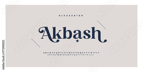 Akbash Modern Bold Font. Regular Italic Number Typography urban style alphabet fonts for fashion, sport, technology, digital, movie, logo design, vector illustration