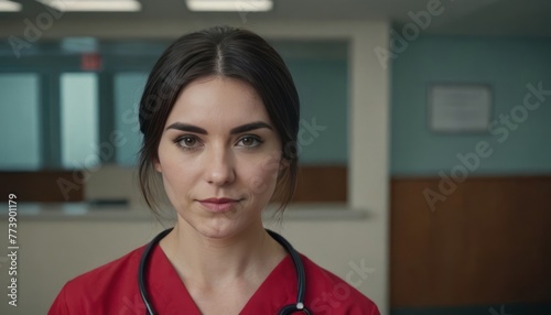Portrait of a successful and hardworking female doctor nurse standing confidently in the hospital reception area