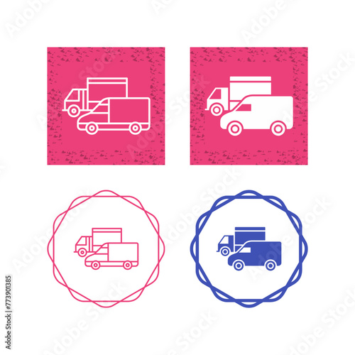 Parked Trucks Vector Icon