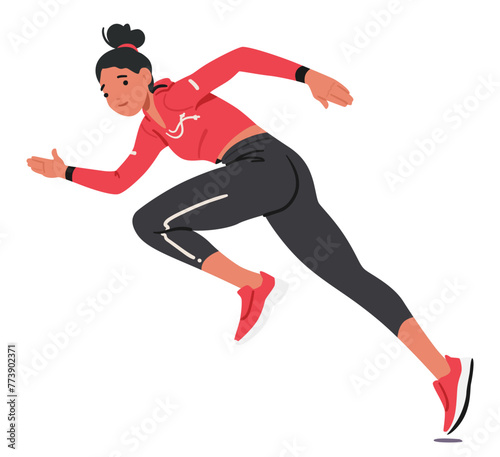Young Girl Runner, Agile And Determined, Gracefully Propels Herself Forward, Her Stride Fluid, Her Focus Unwavering
