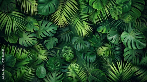 closeup nature view of leaf background. Flat lay, dark nature concept, tropical leaf. © Wayu