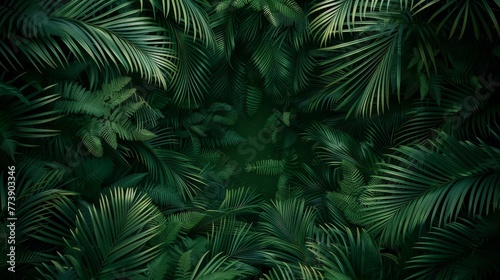 closeup nature view of leaf background. Flat lay, dark nature concept, tropical leaf. © Wayu