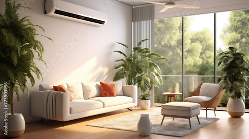  air conditioner with fresh natural in a modern living room
