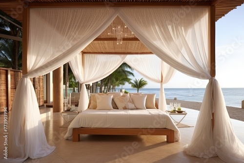 Canopy Bed Paradise: Dreamy Beachfront Bedroom Inspirations with a Romantic Feel