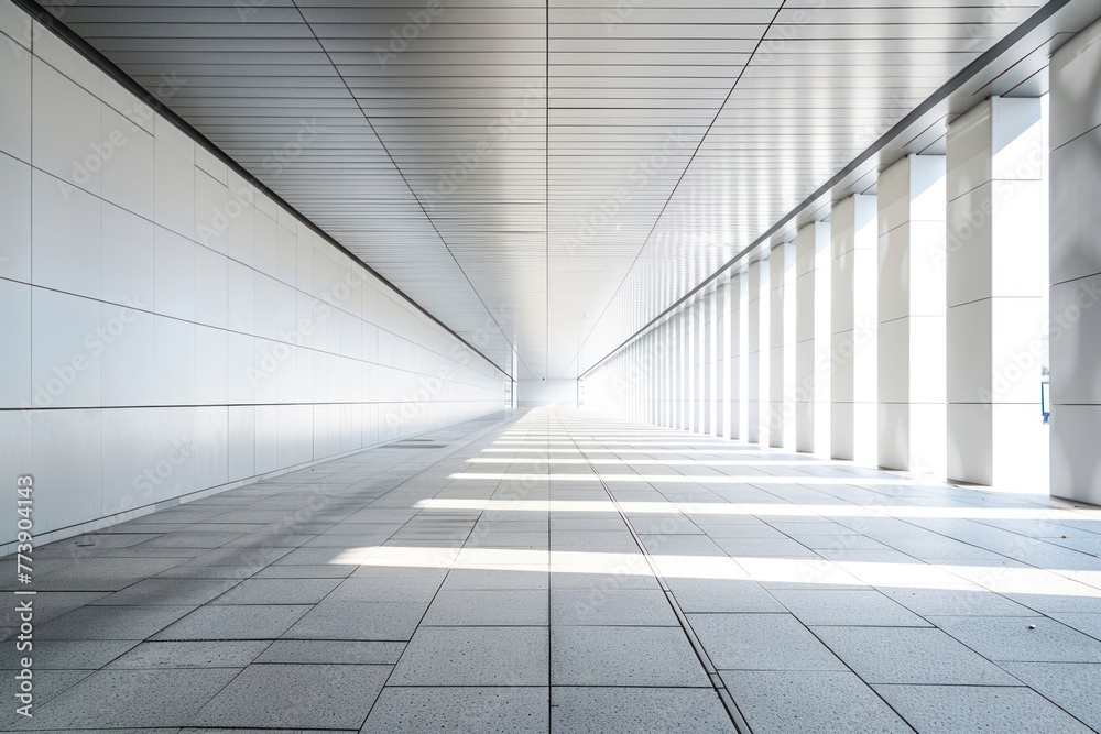 Empty floor and modern architectural passageway.