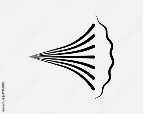 Spray icon of aerosol or airbrush for water gas nozzle steam, perfume deodorant, graffiti paint. Sign shower drops, disinfection, cleaning.