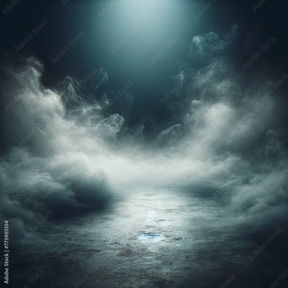 A surreal and atmospheric scene unfolds with a floor cloaked in a thin layer of mist A surreal and atmospheric scene unfolds with a floor cloaked in a thin layer of mist