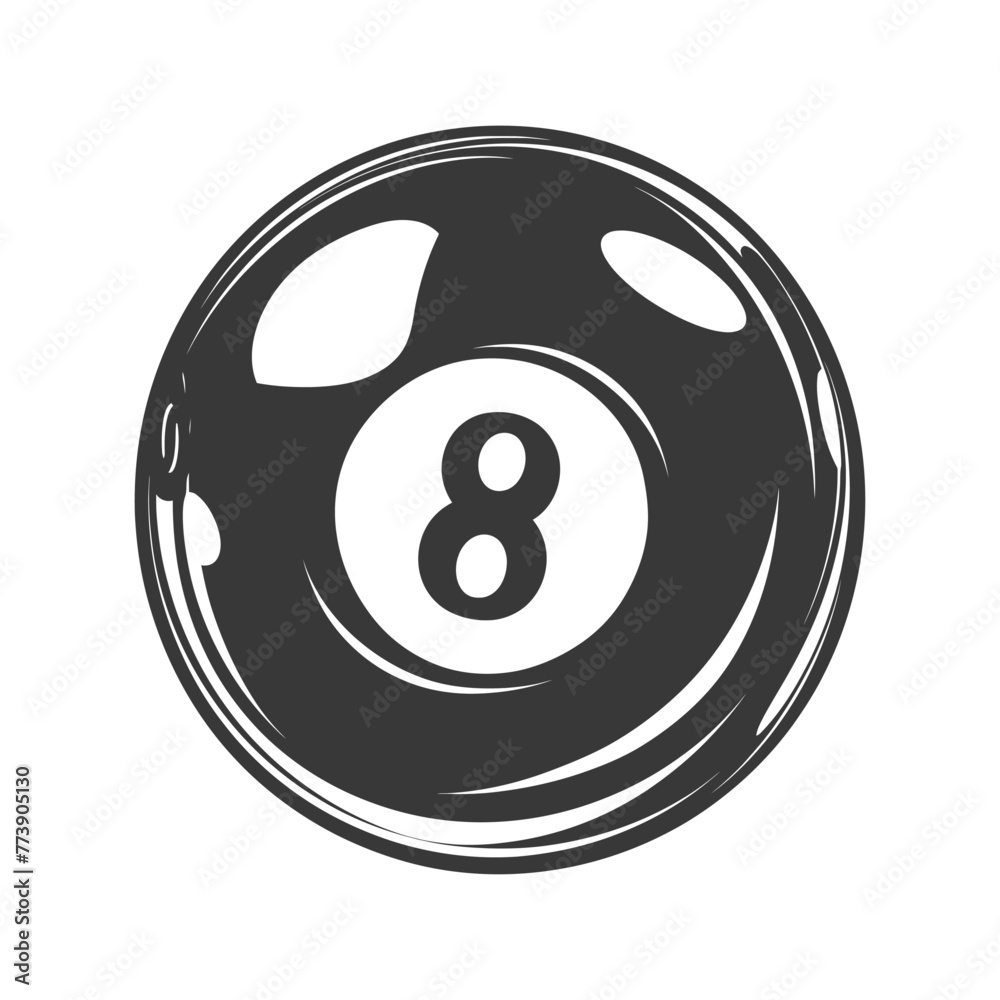 silhouette billiard ball number 8 black color only silhouette billiard ball number 8 black color only