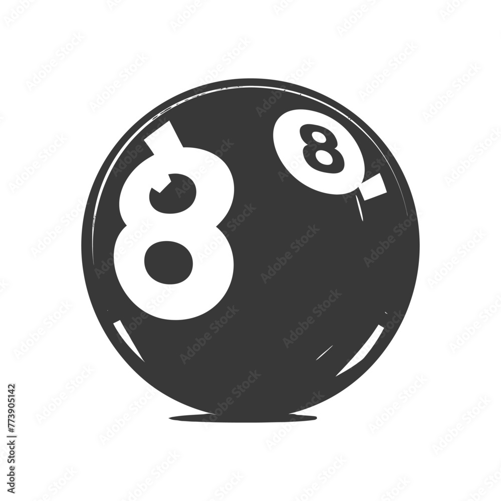 silhouette billiard ball number 8 black color only silhouette billiard ball number 8 black color only