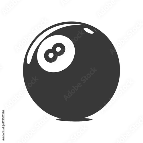 silhouette billiard ball number 8 black color only
