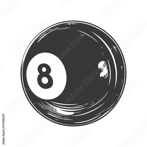 silhouette billiard ball number 8 black color only