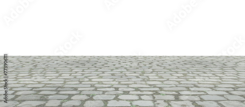 Empty pedestrian road rock sidewalks in PNG isolated on transparent background.