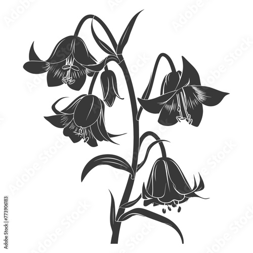 Silhouette bluebell flower black color only