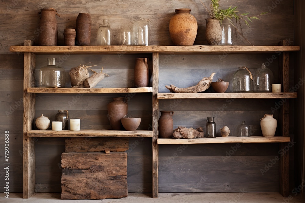 Reclaimed Wood Shelves and Rustic Charm: Earthy Organic Living Room Decor Concepts