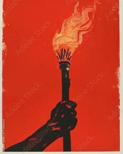 Olympic fire torch colorful illustration. Opening Olympic game ceremony poster