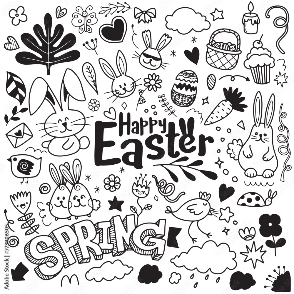 Easter and Spring Doodle Art Collection.