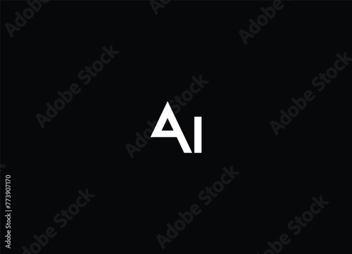AI letter design logo logotype icon concept with serif font and classic elegant style look vector illustration