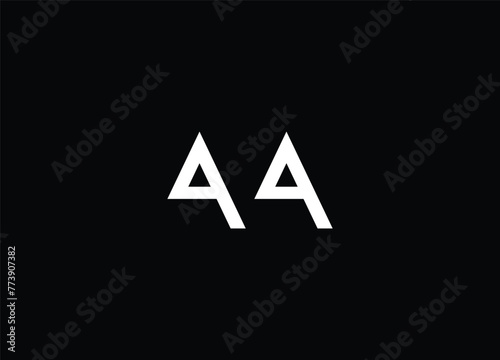 AA letter design logo logotype icon concept with serif font and classic elegant style look vector illustration