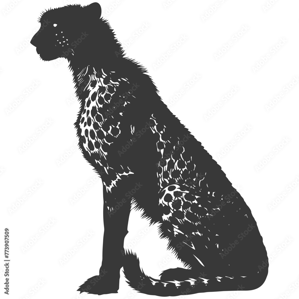 Silhouette cheetah animal black color only full body