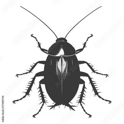Silhouette Cockroach bug animal black color only full body