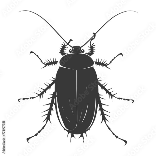 Silhouette Cockroach bug animal black color only full body