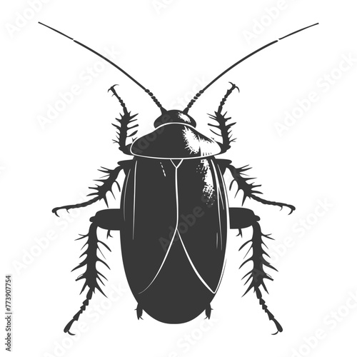 Silhouette Cockroach bug animal black color only full body